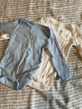 GAP Light Blue & Cream Long-Sleeve Baby Bodysuits